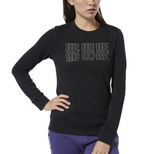 Reebok CN FRONT EMB CREWNECK Sweatshirt Damen - Schwarz - DE 528-LGI